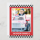 早く成長する赤いレースカー 2歳の誕生日 招待状 (裏面)