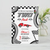 早く成長する2歳のレーシングテーマ誕生日 招待状 (スタンド正面)