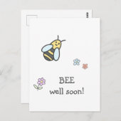 早く来い！かわいい花とミツバチが元気に ポストカード (正面/裏面)