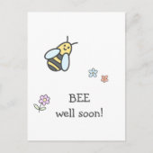 早く来い！かわいい花とミツバチが元気に ポストカード (正面)