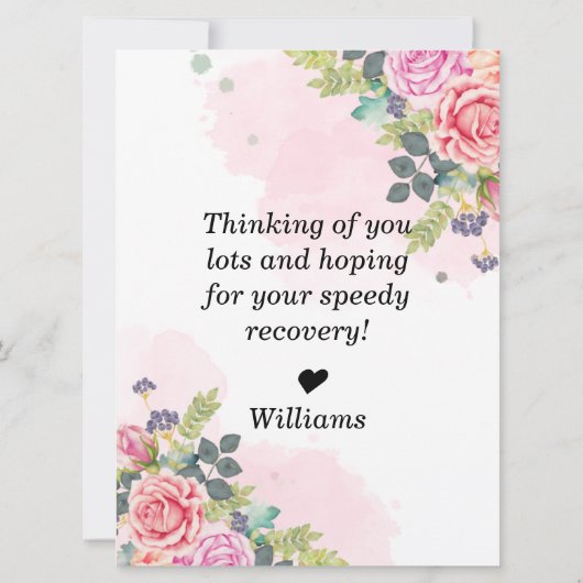 早く水の色ピンクのフローラ スタイリッシュ カード (裏面)