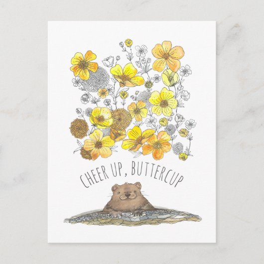 早く治してあげて！ハートフルな気持ちで書かれた、コロコロと転がりながらも元気に！水彩画の応援メッセー ポストカード (正面)