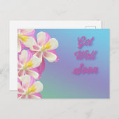 早く治ってね コロンバイン 花 ピンク＆ホワイト ポストカード (正面/裏面)