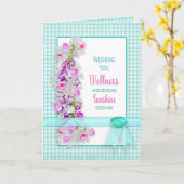 早く治って、ギンガムのガーデンフラワーズ カード (黄色い花)