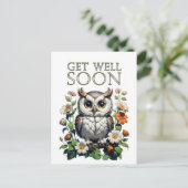 早く治りますようにフクロウ ポストカード (スタンド正面)