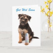 早く治るように願うカード ボーダー・テリア犬 カード (黄色い花)
