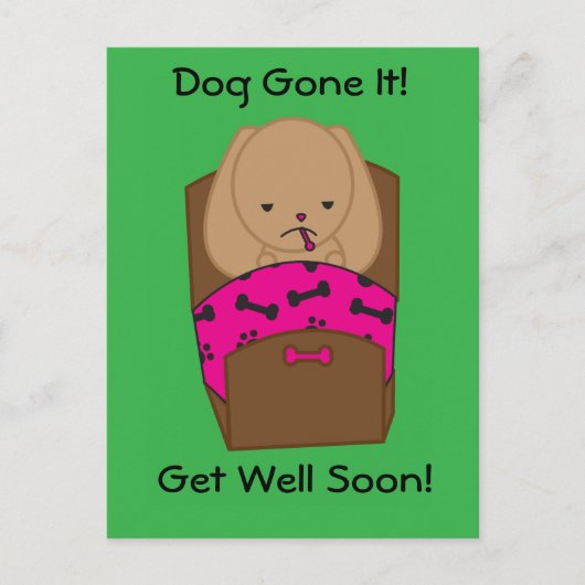 早く治ろうよ 犬の絵がかわいい ポストカード (正面)