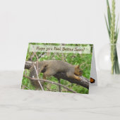 早く良くなってね おもしろい ねむねむリス カード (正面)