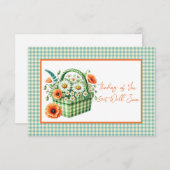 早く花かごグリーンギンガムを得る ノートカード (正面/裏面)