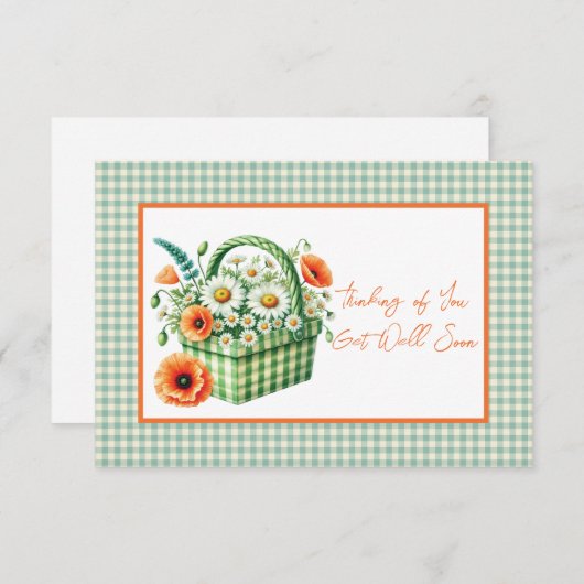 早く花かごグリーンギンガムを得る ノートカード (正面/裏面)