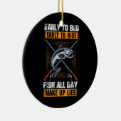 早寝早起きで一日中魚を起こす セラミックオーナメント (右)