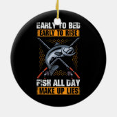早寝早起きで一日中魚を起こす セラミックオーナメント (裏面)