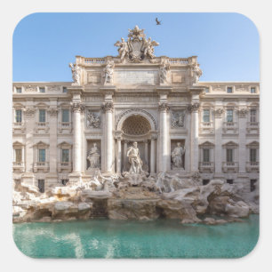 早朝のトレビの泉 - イタリア、ローマ スクエアシール