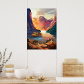 早朝のラフティング旅行はグランキャニオンを下る。 ポスター (キッチン)