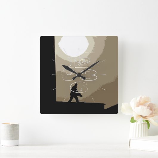 早朝の労働者 スクエア壁時計 (ホーム)