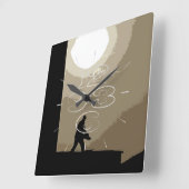 早朝の労働者 スクエア壁時計 (傾斜)