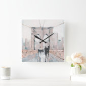 早朝の散歩-ニューヨーク スクエア壁時計 (ホーム)