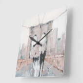 早朝の散歩-ニューヨーク スクエア壁時計 (傾斜)