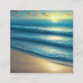 早朝の日の出が寂しいビーチ スクエア名刺 (正面)