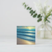 早朝の日の出が寂しいビーチ スクエア名刺 (スタンド正面)