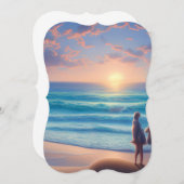 早朝の日の出ビーチ穏やかな波 ノートカード (正面/裏面)