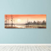 早朝の水の色の霧の空の風景 キャンバスプリント (インサイチュ (ウッドフロア))