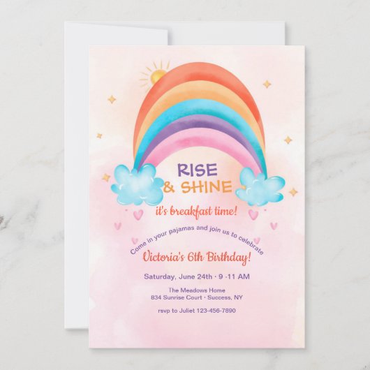 早朝の誕生日パーティー 招待状 (正面)