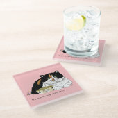 早朝空腹の猫 ガラスコースター (アングル)