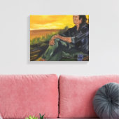 早朝、単独で川Sarr Canvas Pri キャンバスプリント (インサイチュ (リビング))