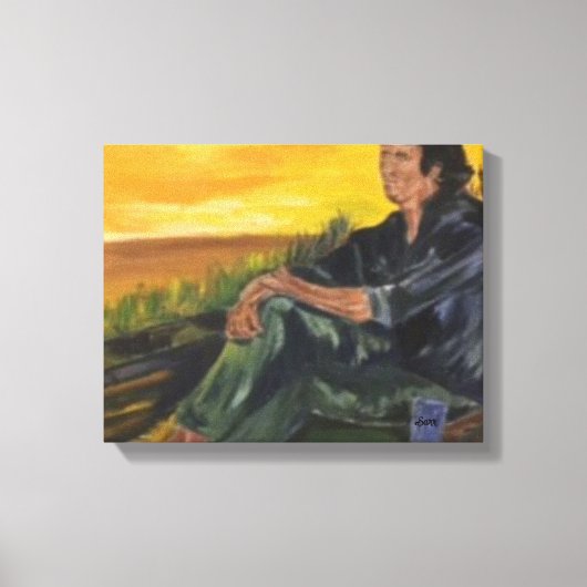 早朝、単独で川Sarr Canvas Pri キャンバスプリント (正面)