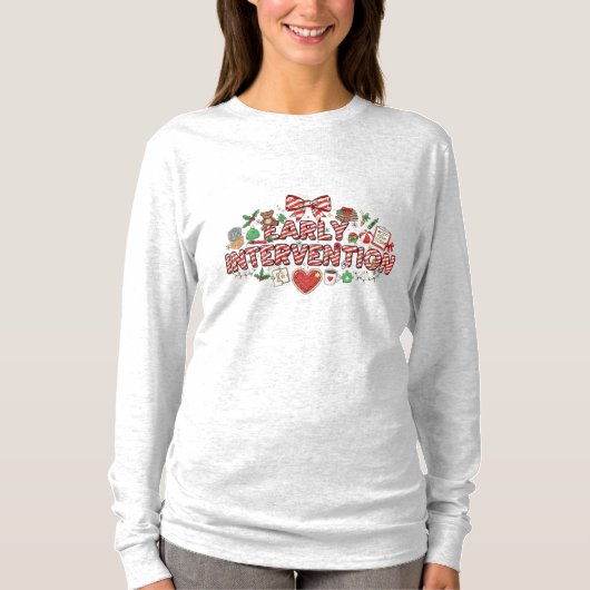 早期介入クリスマス長袖 Tシャツ (正面)