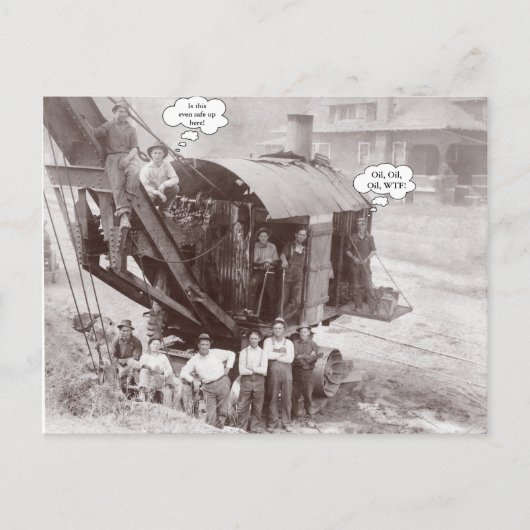 早期建築機器クレーン運転士乗員 ポストカード (正面)