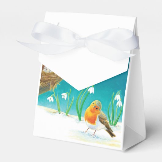 早期春ネスティングレッドロビンバード&スノードロップ フェイバーボックス (正面サイド)