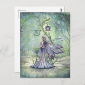 早期春フェアリー水カラーアートイラストレーション ポストカード (正面/裏面)