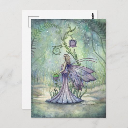 早期春フェアリー水カラーアートイラストレーション ポストカード (正面/裏面)