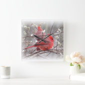 早期春(鳥)ショウジョウコウカンチョウ鳥 スクエア壁時計 (ホーム)