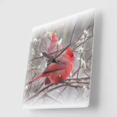 早期春(鳥)ショウジョウコウカンチョウ鳥 スクエア壁時計 (傾斜)