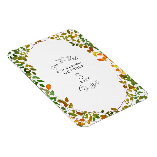 早秋の植物結婚式の日付を保存 マグネット (右側)