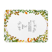 早秋の植物結婚式の日付を保存 マグネット (横)