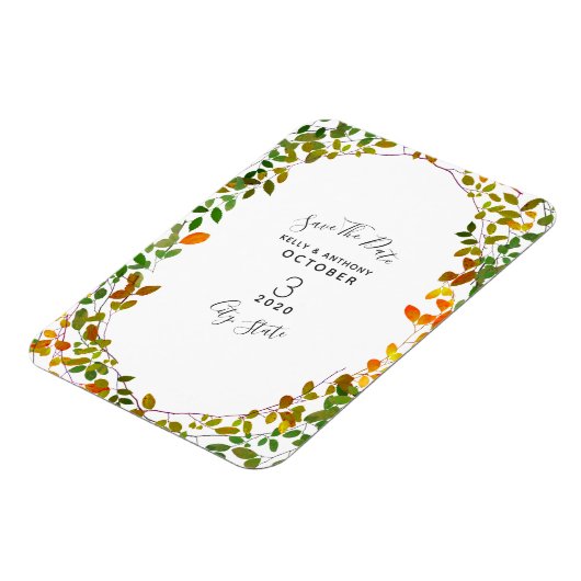 早秋の植物結婚式の日付を保存 マグネット (左側)