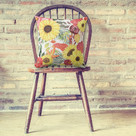 早秋フラワーズモノグラム装飾用クッション クッション