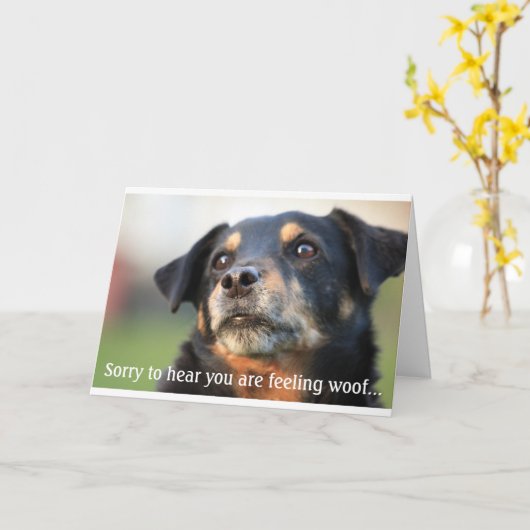 早素晴らしく犬の挨拶状が届く カード (黄色い花)