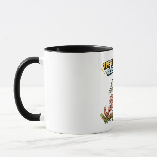 早起きの虫は鳥のお茶の間のマグカップ マグカップ (左)