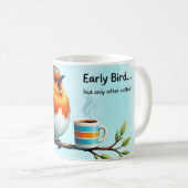 早起き鳥の面白いコーヒーマグ 早起き コーヒーマグカップ (正面右)