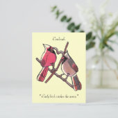 「早鳥が虫を捕まえる」葉書 ポストカード (スタンド正面)