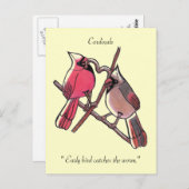 「早鳥が虫を捕まえる」葉書 ポストカード (正面/裏面)