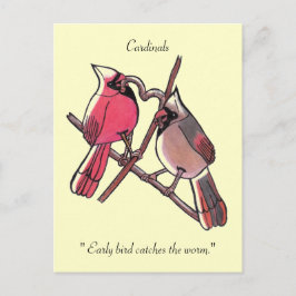 「早鳥が虫を捕まえる」葉書 ポストカード