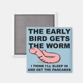 早鳥は虫の眠りを得おもしろいる マグネット (正面/裏面)