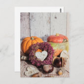 旬の素朴な秋栗とカボチャの静物生活 ポストカード (正面/裏面)