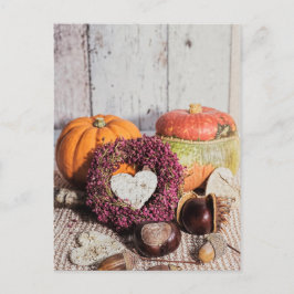 旬の素朴な秋栗とカボチャの静物生活 ポストカード